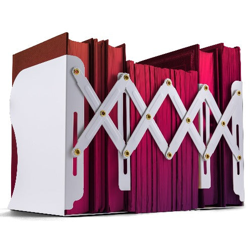 White Retractable, Expandable bookend