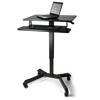 DC500 adjustable mobile desk, cart with keyboard tray. Perfect for any work or classroom environment. Shown with a computer on desk and a keyboard on the tray.