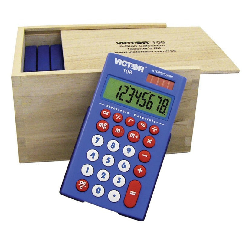 Victor 108 8-Digit Calculator Teacher's Kit. Solar Powered,