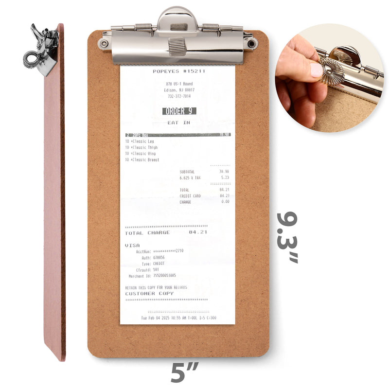 12-Pack 5-inch x 9-inch Memo Receipt Clipboard with Low Profile Metal Side Clip & Pen Holder