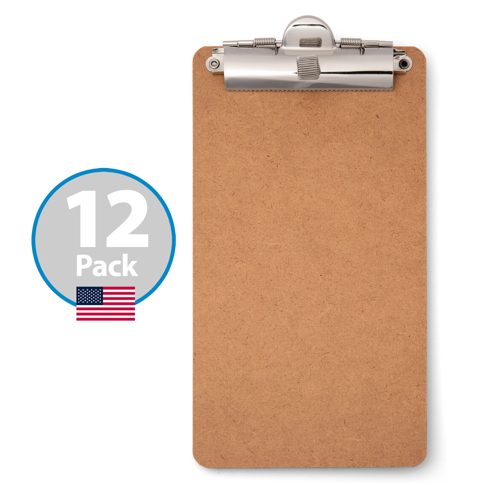 12-Pack 5-inch x 9-inch Memo Receipt Clipboard with Low Profile Metal Side Clip & Pen Holder