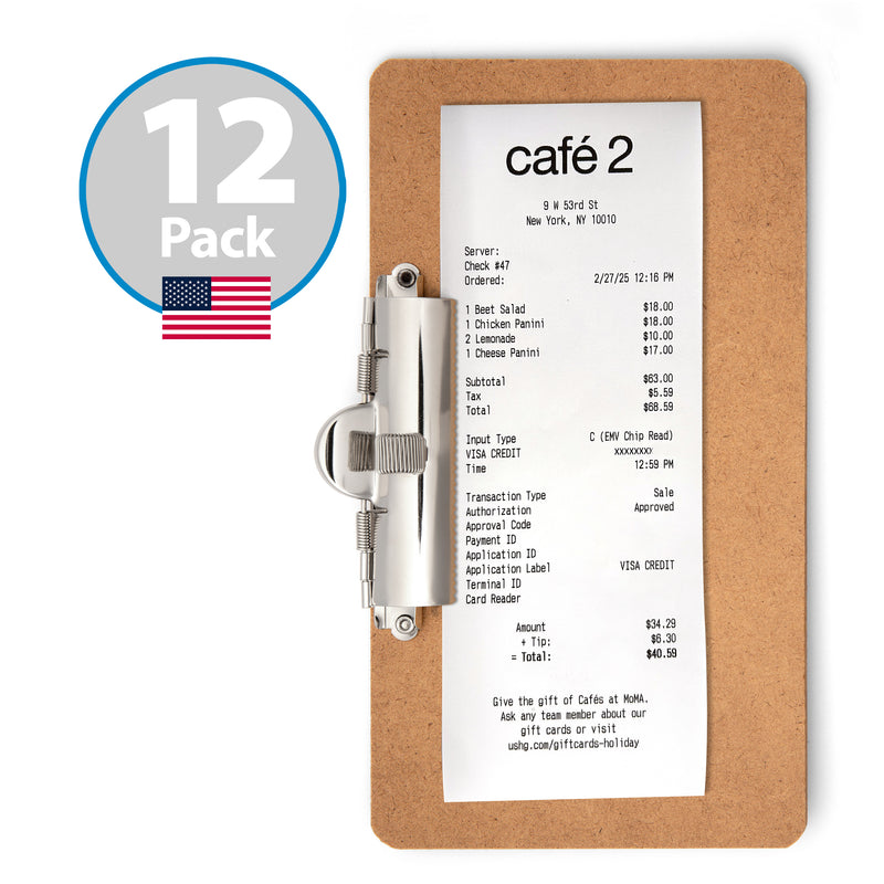 12-Pack 5-inch x 9-inch Memo Receipt Clipboard with Low Profile Metal Side Clip & Pen Holder