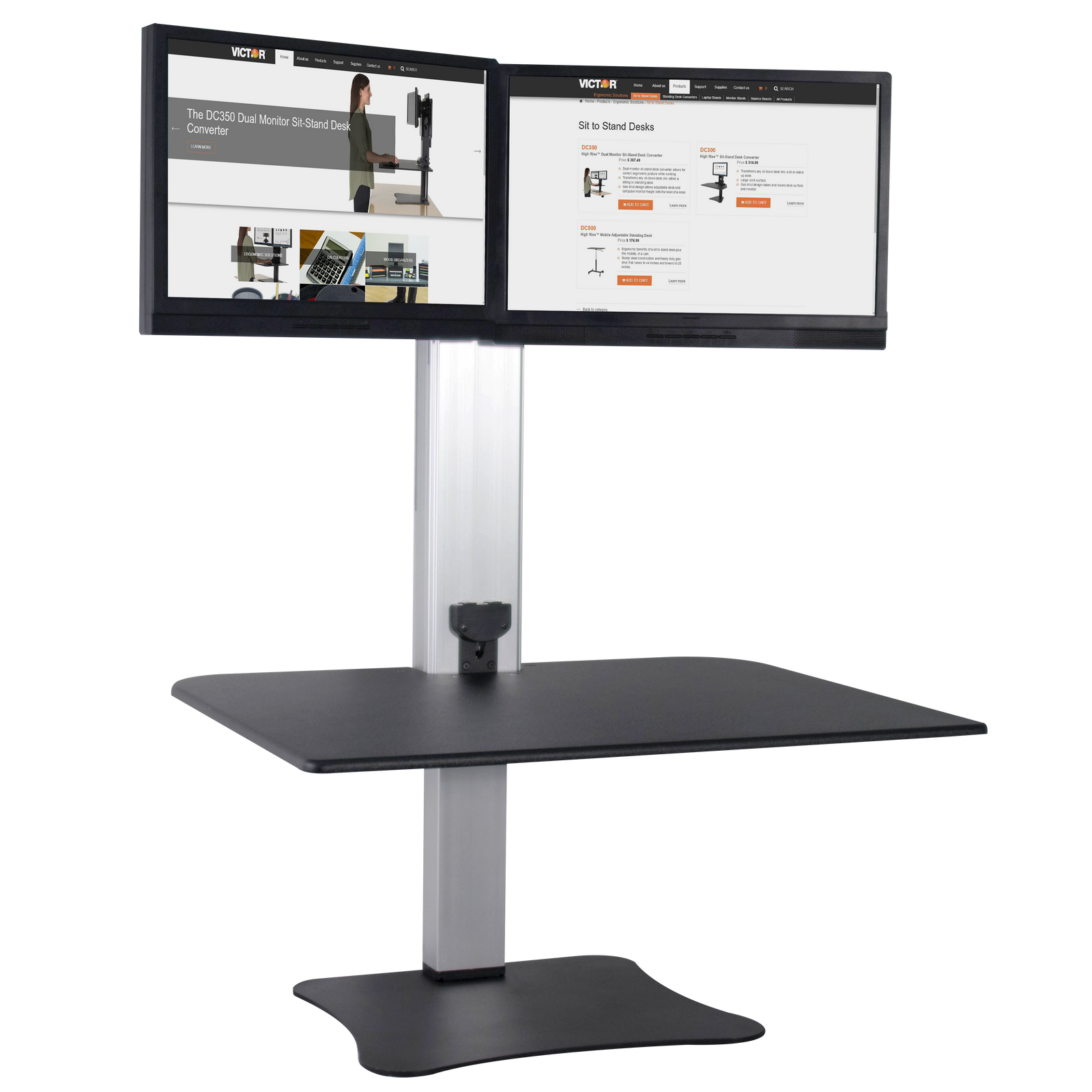 Victor High Rise Electric Dual Monitor Standing Desk