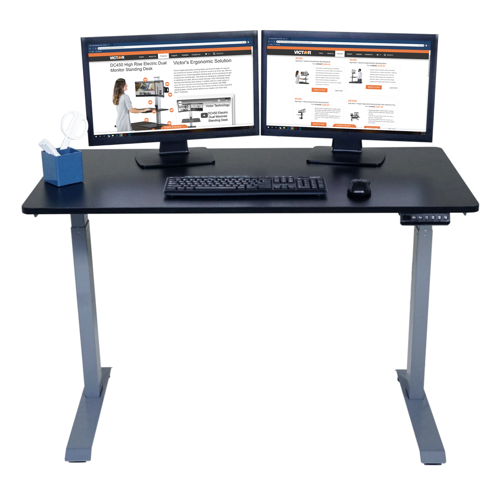 Victor High Rise Electric Adjustable Height Full Standing Desk