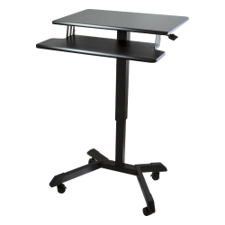 Victor DC550 sit stand desk, mobile adjustable standing desk with keyboard tray, sold in black,