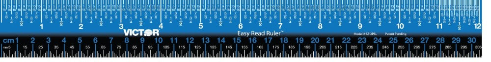 Easy Read 12 Inch Blue Plastic Ruler Pkg of 12