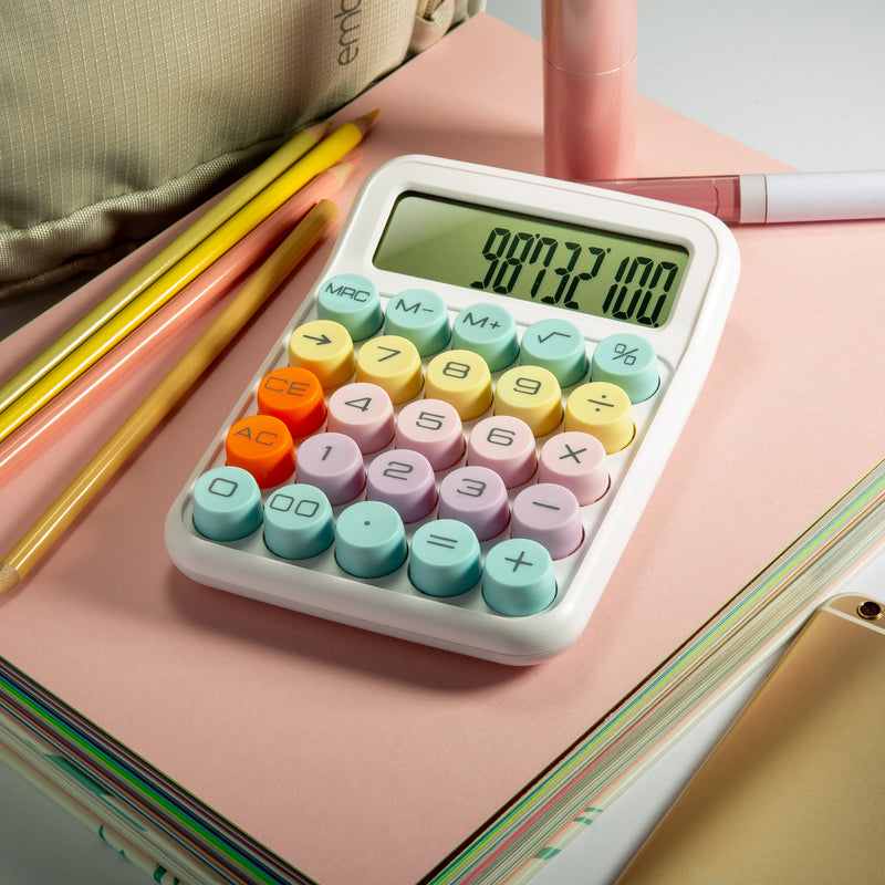 VICTOR® Sum Buddy Desktop Calculator – Large Buttons, 12-Digit Display, Pastel Colors