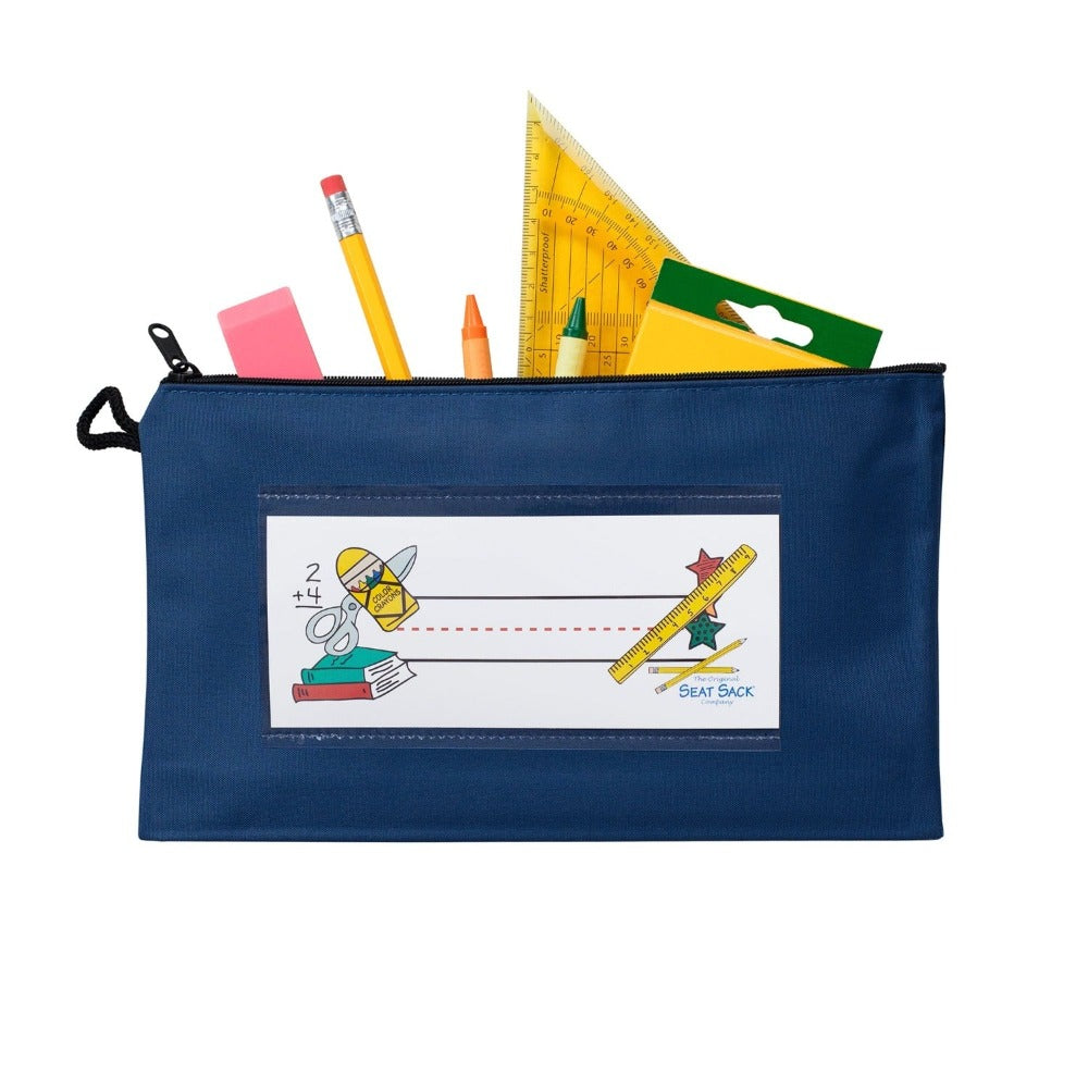 blue pencil pouch with zipper, school supply storage pouch pen case, 00040, pencil+pouch
