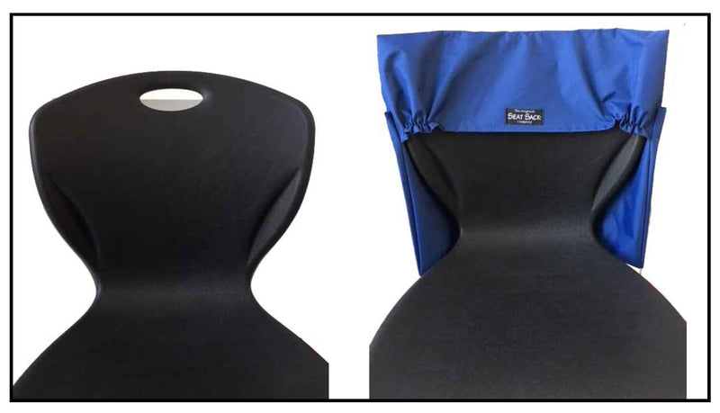 Blue 19 inch Adult Seat Sack, Fits a folding chair, perfect for larger ergonomic classroom chairs, side elastic, seat sack special sizes