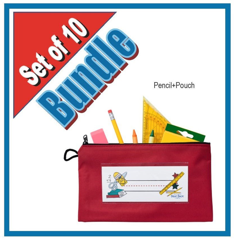 red pencil pouch with zipper sold in bulk bundles of 10, school supply storage pouch, pen case, 10040BUNDLE