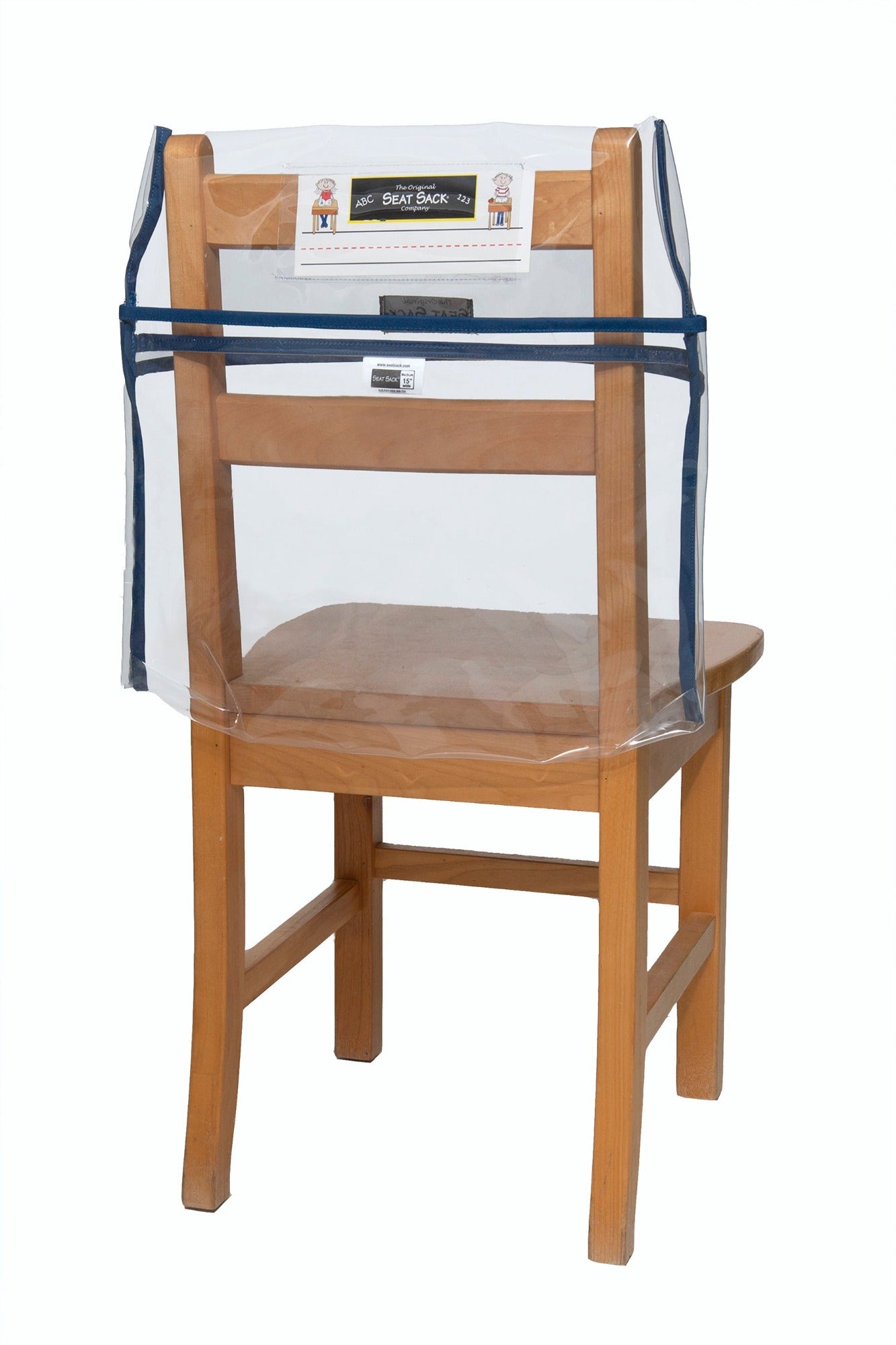 Clear Seat Sack slides onto the back of a chair for instant storage of books, school supplies and more. Meets security standards for safe schools. seat sack clear pocket
