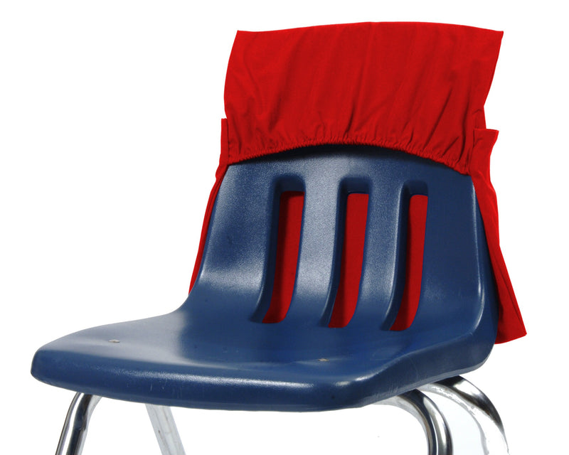 Red Elastic Back expandable12-17" Seat Sack slides onto the back of a chair for instant storage of books, school supplies and more, seat sack special sizes