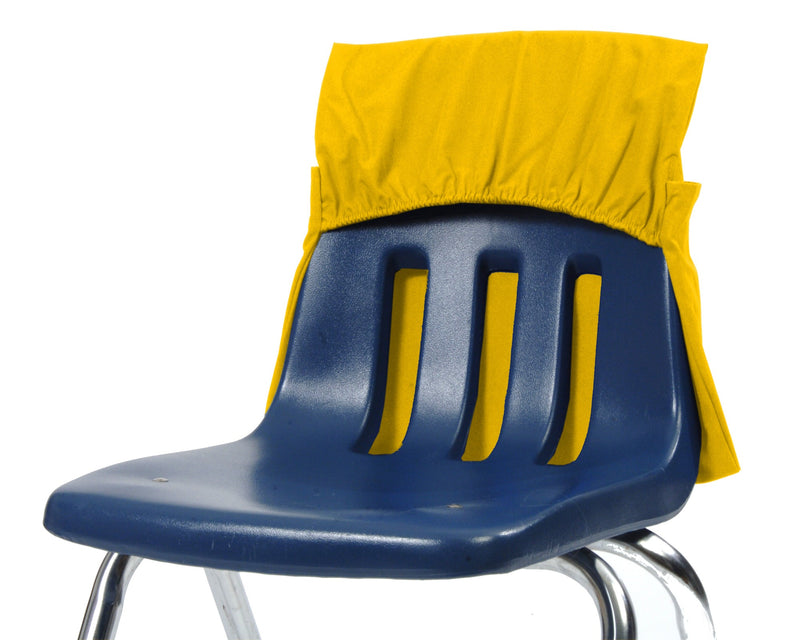 Yellow Elastic Back expandable12-17" Seat Sack slides onto the back of a chair for instant storage of books, school supplies and more, seat sack special sizes