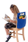 Blue Single Pocket Seat Sack, Small, Standard, Medium, Large, school supply storage chair pocket, slides on the back of a chair to create a pocket, seat sack chair pocket instant storage system