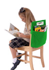 Green Single Pocket Seat Sack, Small, Standard, Medium, Large, school supply storage chair pocket, slides on the back of a chair to create a pocket, seat sack chair pocket instant storage system