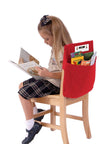 Red Single Pocket Seat Sack, Small, Standard, Medium, Large, school supply storage chair pocket, slides on the back of a chair to create a pocket, seat sack chair pouch  instant storage system